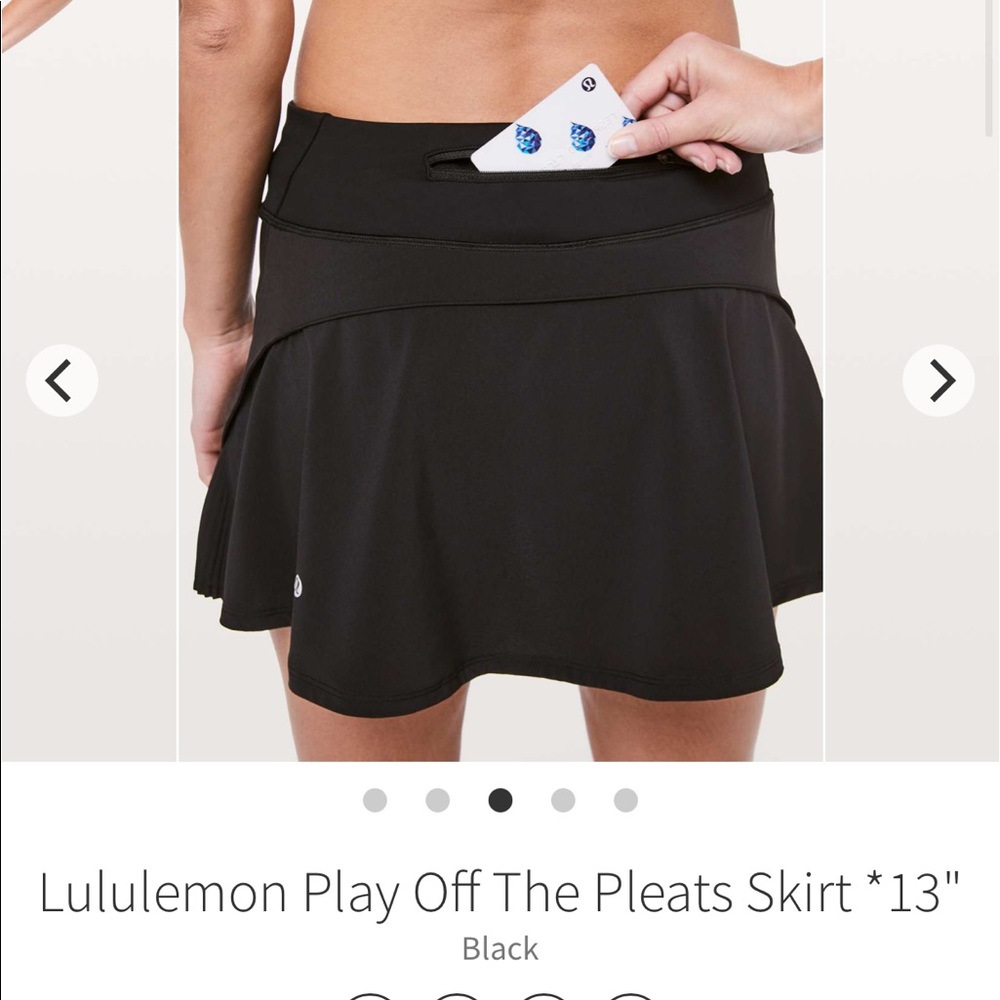Lululemon Play Off Pleats Skirt Skort Size 10 Black, EUC